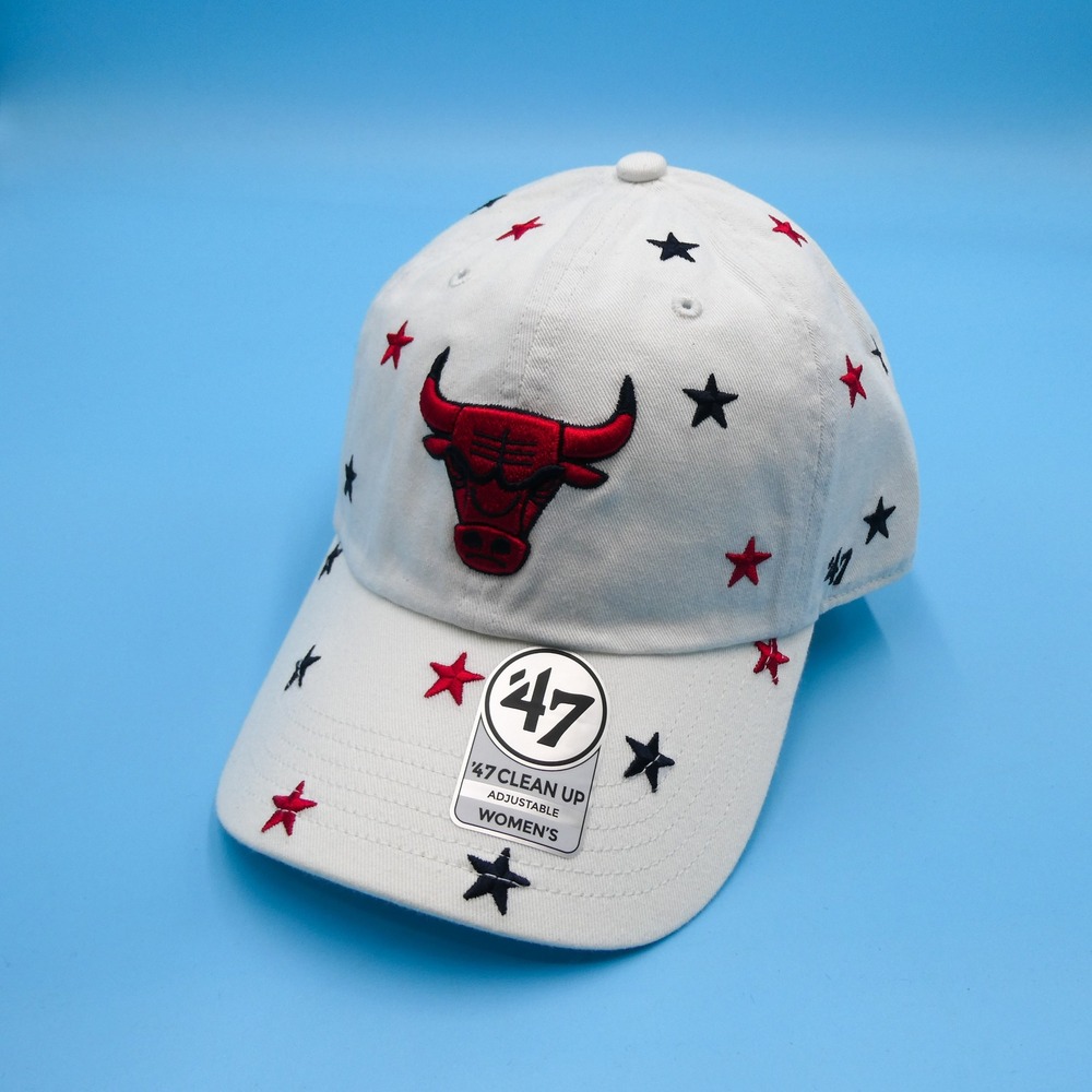'47 Brand Chicago Bulls Hat Womens‎ Adjustable Clean Up White Star Embroidered